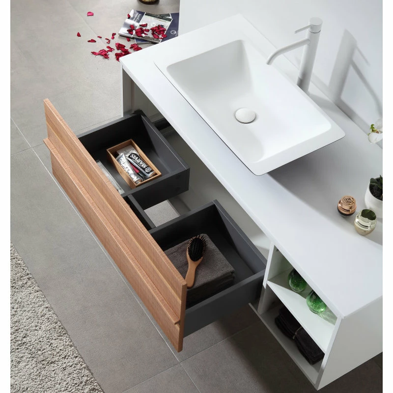 Hot Sale ⭐ Cartisan Design & Build Group, Inc. Goreme 48" Wall Mount Vanity, Open Shelf, Walnut/White 🌟 - Image 4