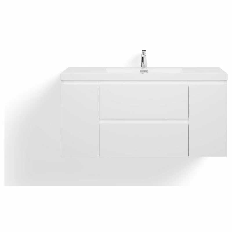 Best deal 🥰 MOD Beacon Bath Vanity, High Gloss White, 48", Single Sink, Wall Mount 😀 - Image 9