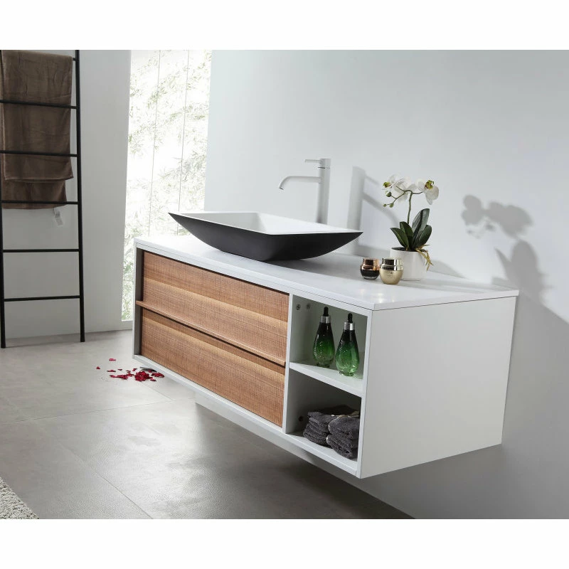 Hot Sale ⭐ Cartisan Design & Build Group, Inc. Goreme 48" Wall Mount Vanity, Open Shelf, Walnut/White 🌟 - Image 5