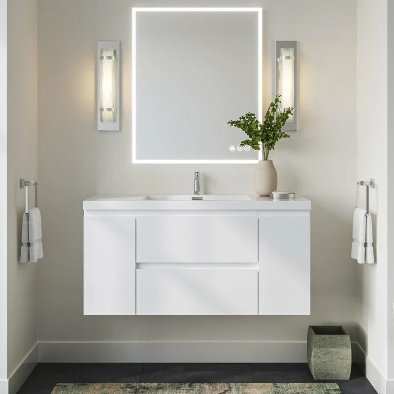 Best deal 🥰 MOD Beacon Bath Vanity, High Gloss White, 48", Single Sink, Wall Mount 😀 - Image 3