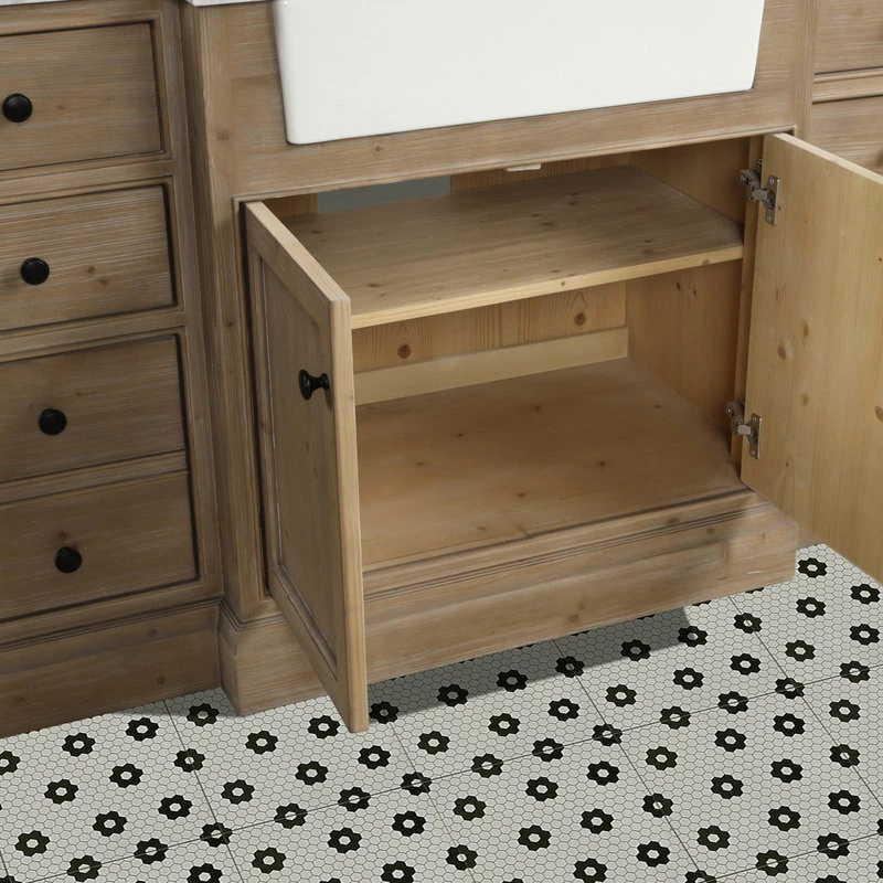 Best deal โ๏ธ Ari Kitchen & Bath Kelly 60" Bathroom Vanity, Weathered Fir Finish, Italian Carrara Marble Countert โค๏ธ - Image 7