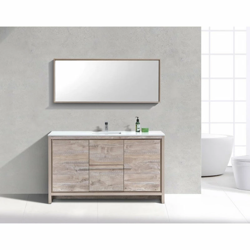 Discount ✔️ KubeBath Dolce 60" Bathroom Vanity With White Quartz Countertop, Rose Wood, Natu 🥰 - Image 2