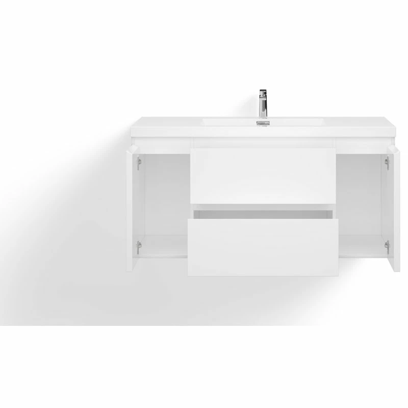 Best deal 🥰 MOD Beacon Bath Vanity, High Gloss White, 48", Single Sink, Wall Mount 😀 - Image 12