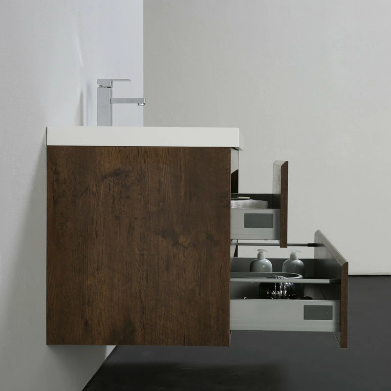 Flash Sale 🛒 Bathroom Vanity Wholesale INC. MOB 42" Wall Mounted Vanity With Reinforced Acrylic Sink, Rosewood 🎁 - Image 4