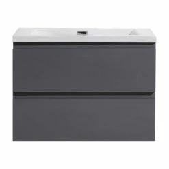 Wholesale 👏 Bathroom Vanity Wholesale INC. Moreno Mob 30" Wall-Mounted Single Bathroom Vanity In High Gloss Gray ⭐