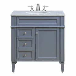 Wholesale 🎁 Elegant Furniture & Lighting Park Avenue 32" Single Bathroom Vanity In Gray With Marble Top 🌟
