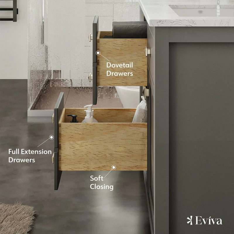 Deals 🥰 Eviva LLC Totti Artemis 48" Gray Transitional Double Sink Bathroom Vanity 🔔 - Image 5