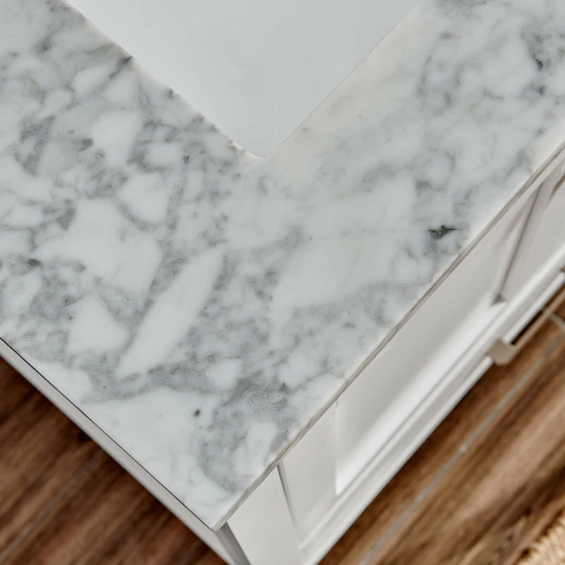 Budget ๐ Eviva LLC Eviva Aberdeen 84" White Transitional Double Sink Bathroom Vanity White Carrar โจ - Image 7