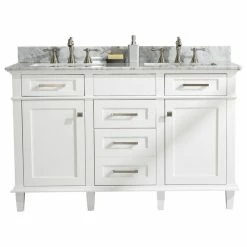 Hot Sale 🥰 Legion Furniture 54" Double Sink Vanity Cabinet, Carrara White Top, White ❤️