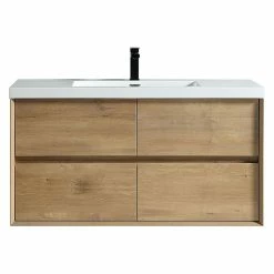 Buy ⭐ MEBO BUILDING MATERIALS, LLC SLIM 48" Wall-Mounted Single Bathroom Vanity In White Oak 🔔