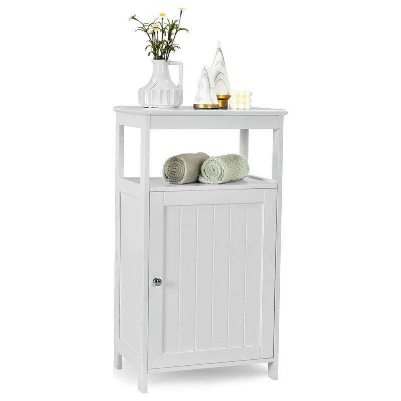 Hot Sale ๐ฏ Costway Bathroom Floor Cabinet Single Door Storage Cupboard W/ Adjustable Shelf ๐ฏ