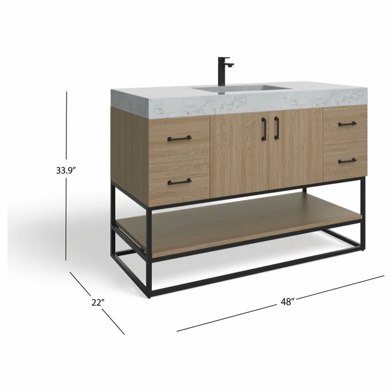 Flash Sale 🛒 MOD Bahia Bath Vanity, Oak, 48", Matte Black Hardware, Single, Freestanding ⌛ - Image 8