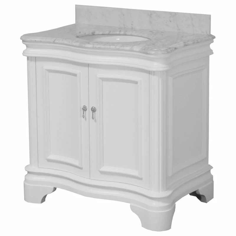 Buy 🎁 Kitchen Bath Collection Katherine 36" Single Bathroom Vanity In White With Carrara Marble Top 😍 - Image 4