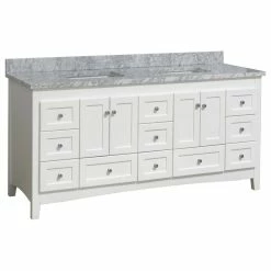Top 10 ✔️ Kitchen Bath Collection Abbey 72" Double Bath Vanity, White, Carrara Marble ⌛
