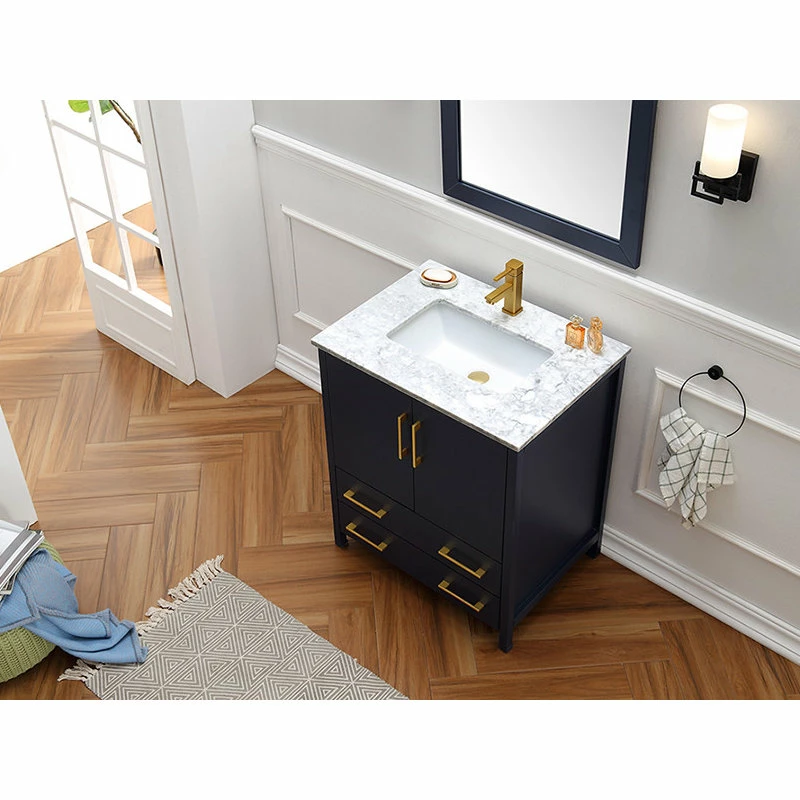 Best Sale ๐ Legion Furniture Looking Glass 30" Single Bathroom Vanity In Blue With White Carrara Marble Top With Mirror ๐ - Image 4