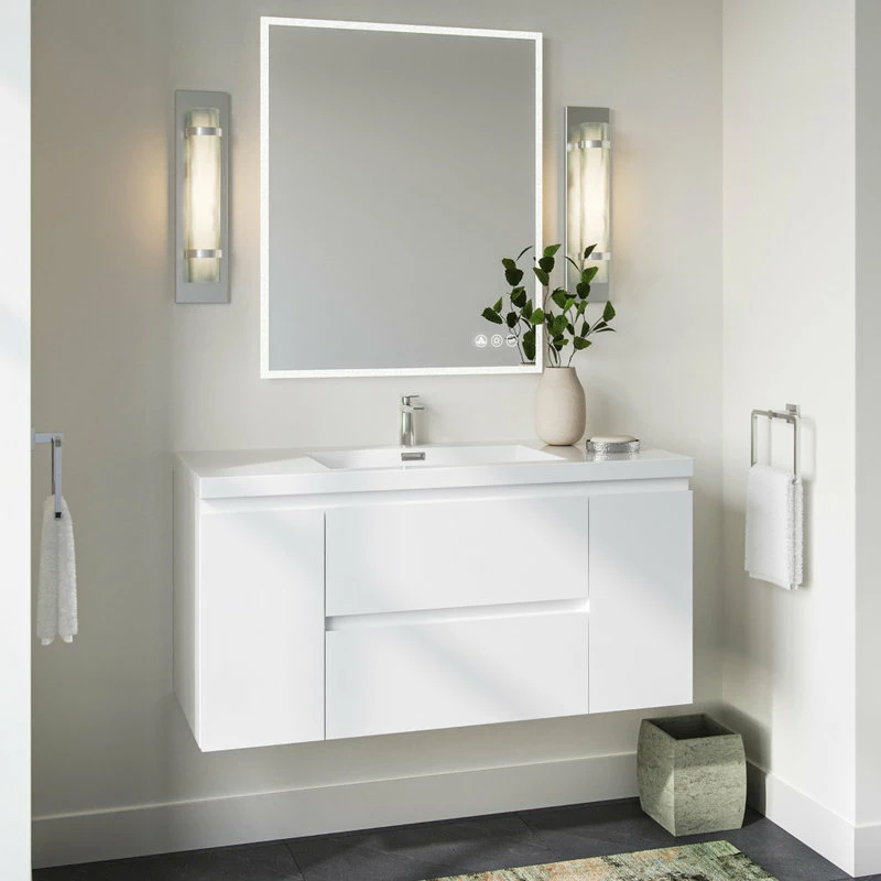 Best deal 🥰 MOD Beacon Bath Vanity, High Gloss White, 48", Single Sink, Wall Mount 😀 - Image 2