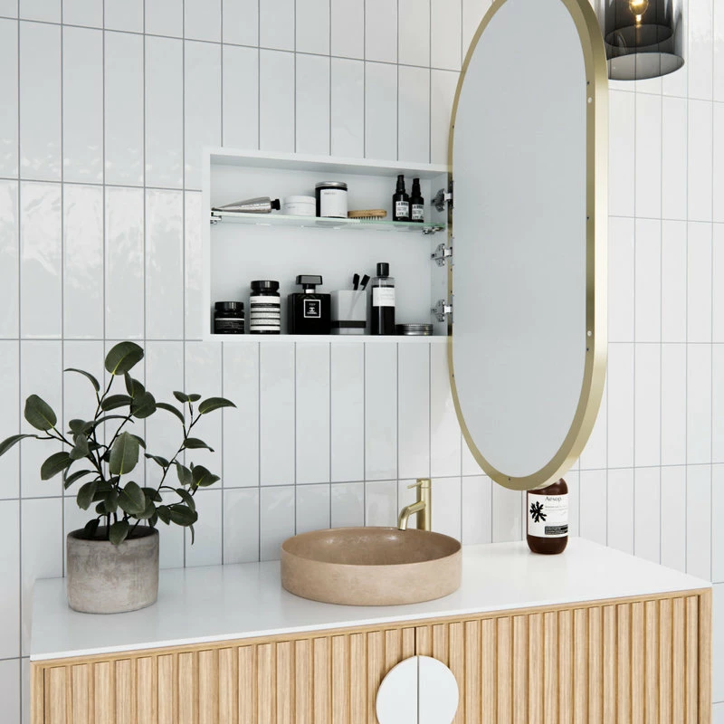 Best Sale 🌟 Glass Warehouse Medicine Cabinets, Satin Brass ⌛ - Image 7