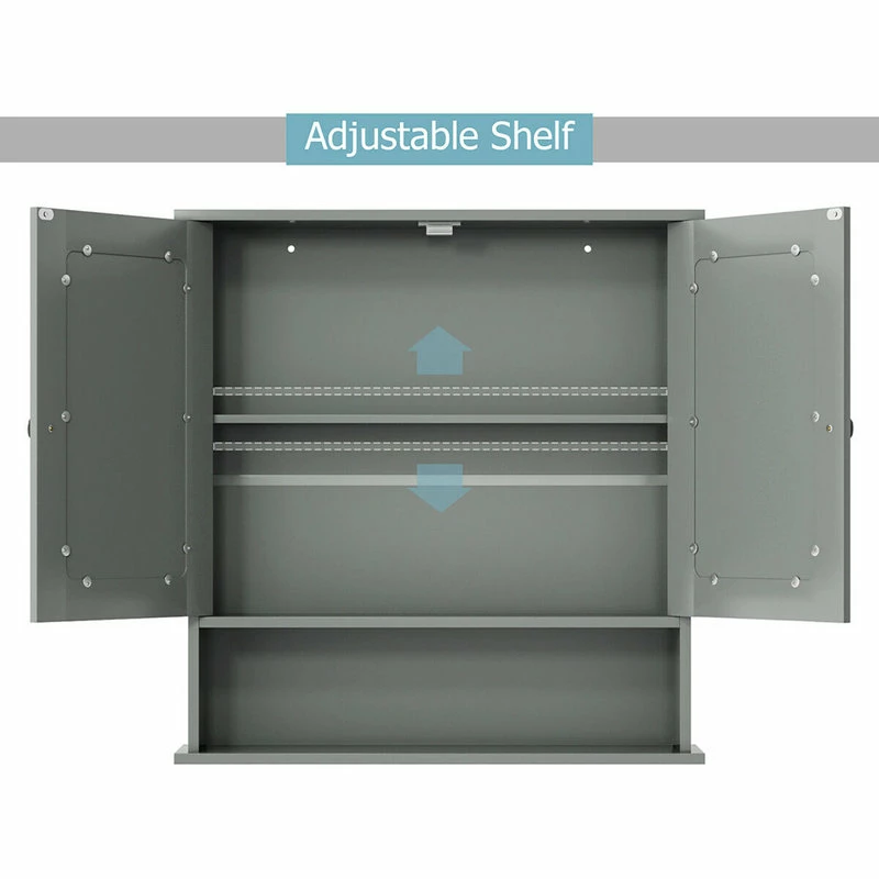 Best deal ๐งจ Costway Wall Mount Mirror Cabinet Grey ๐งจ - Image 4