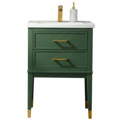 Buy 🛒 Urban Furnishing Clara 24" Single Bathroom Vanity In Green With Porcelain Top 👏