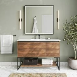 Deals 🔔 MOD Foundry Bath Vanity, Walnut, 48", Integrated Single Sink, Freestanding 🤩