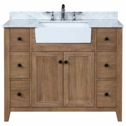 Flash Sale 👏 Ari Kitchen & Bath Sally 42" Single Bathroom Vanity In Ash Brown With Italian Carrara Marble Top ⌛