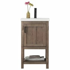 Buy ✨ Urban Furnishing Harvey Farmhouse 20" Single Bathroom Vanity In Textured Brown Spruce With Porcelain Top ❤️