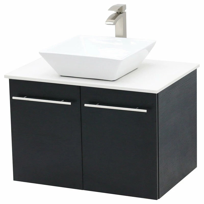 Best deal ๐ฅ Wind Bay 24" Wall Mount Vanity, White Stone Countertop, Black ๐