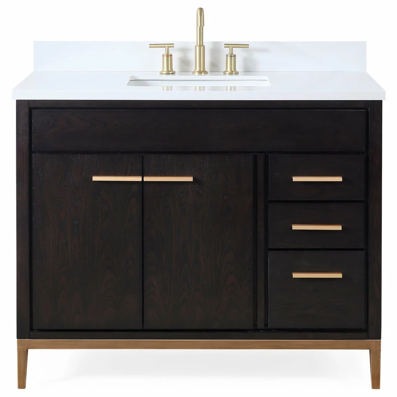 Best reviews of โญ Tennant Brand Beatrice 42" Single Bathroom Vanity In Brown With Quartz Top ๐