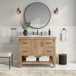 Deals 🎁 MOD Bosque Bath Vanity, Driftwood, 42", Single Sink, Undermount, Freestanding 🎁