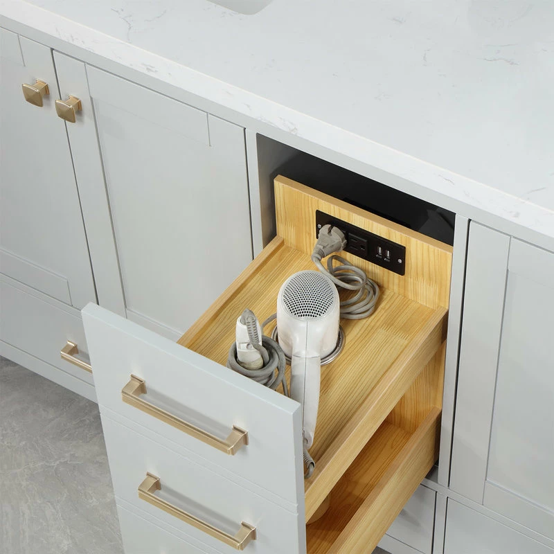 Hot Sale ✨ Vinnova Shannon Bathroom Vanity Set In Paris Gray, 84", Without Mirror 🤩 - Image 11