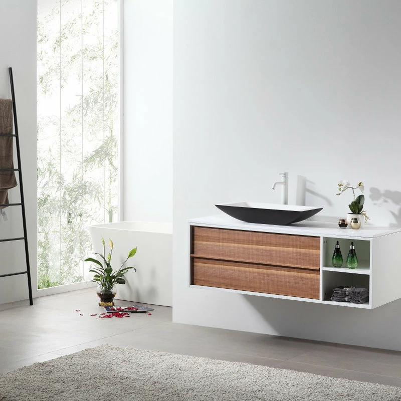 Hot Sale ⭐ Cartisan Design & Build Group, Inc. Goreme 48" Wall Mount Vanity, Open Shelf, Walnut/White 🌟 - Image 3