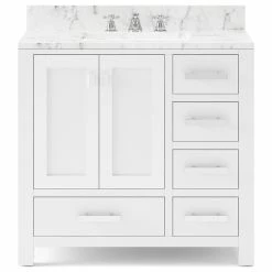 Best deal 🤩 Water Creation 36" Wide Pure White Single Sink Bathroom Vanity, Vanity Only ⌛