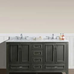 Best reviews of 🎉 Ari Kitchen & Bath Jude French Bathroom Vanity, Distressed Gray, 60", Double ⌛