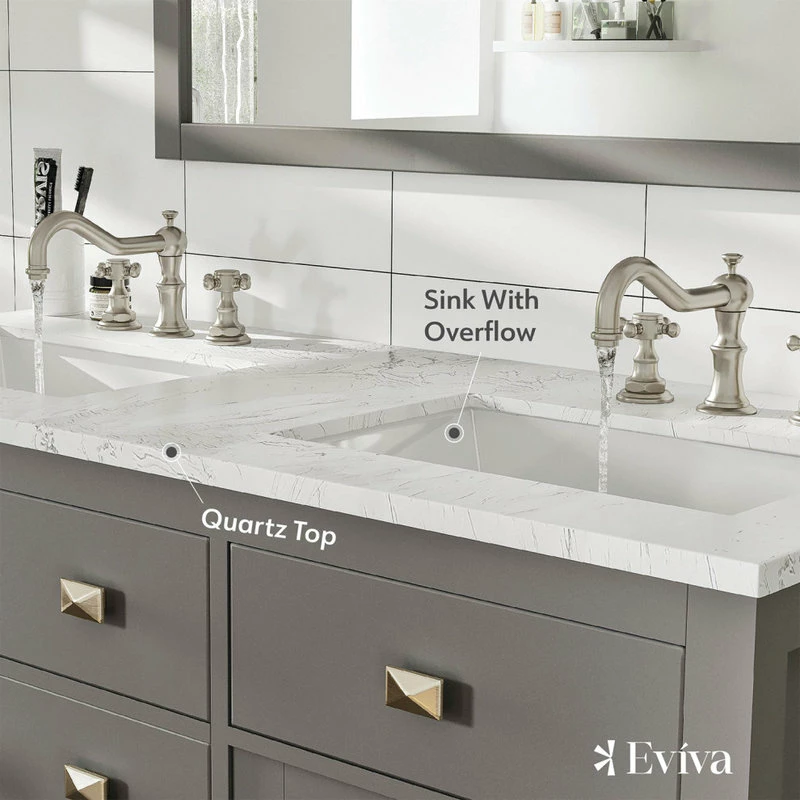 Deals 🥰 Eviva LLC Totti Artemis 48" Gray Transitional Double Sink Bathroom Vanity 🔔 - Image 3