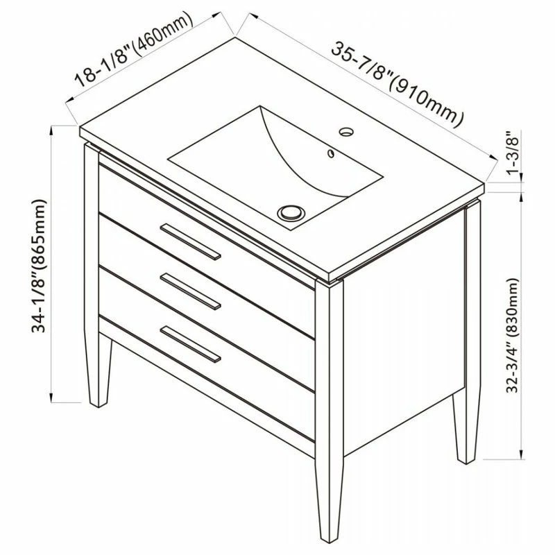 Deals ๐ Dowell K&B Supplies Grace 36" Single Bathroom Vanity Set, Black With Brass Trim ๐ - Image 3