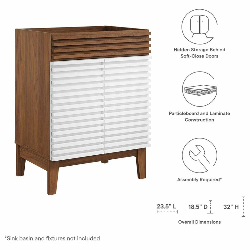 Best Sale ❤️ LexMod Render Bathroom Vanity, White Walnut White 🔥 - Image 8