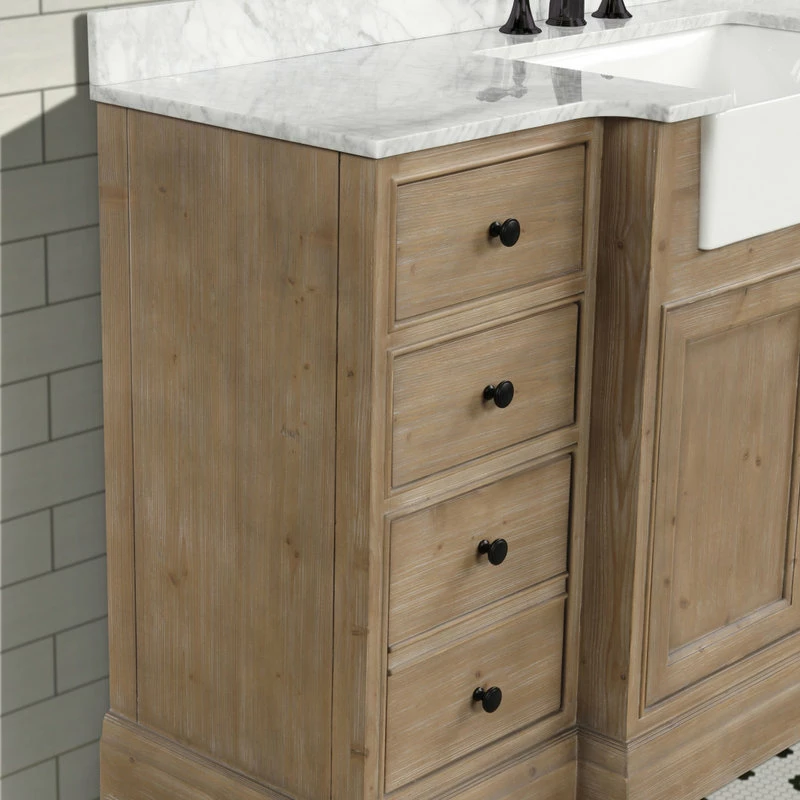 Best deal โ๏ธ Ari Kitchen & Bath Kelly 60" Bathroom Vanity, Weathered Fir Finish, Italian Carrara Marble Countert โค๏ธ - Image 3