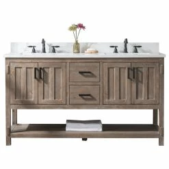 Best Pirce 😍 Urban Furnishing Harvey Farmhouse Bathroom Sink Vanity Brown Spruce, 60" 💯
