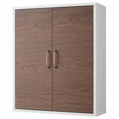 Budget 🎉 Versanora Wooden Bathroom Wall Cabinet 2 Doors White 🎉