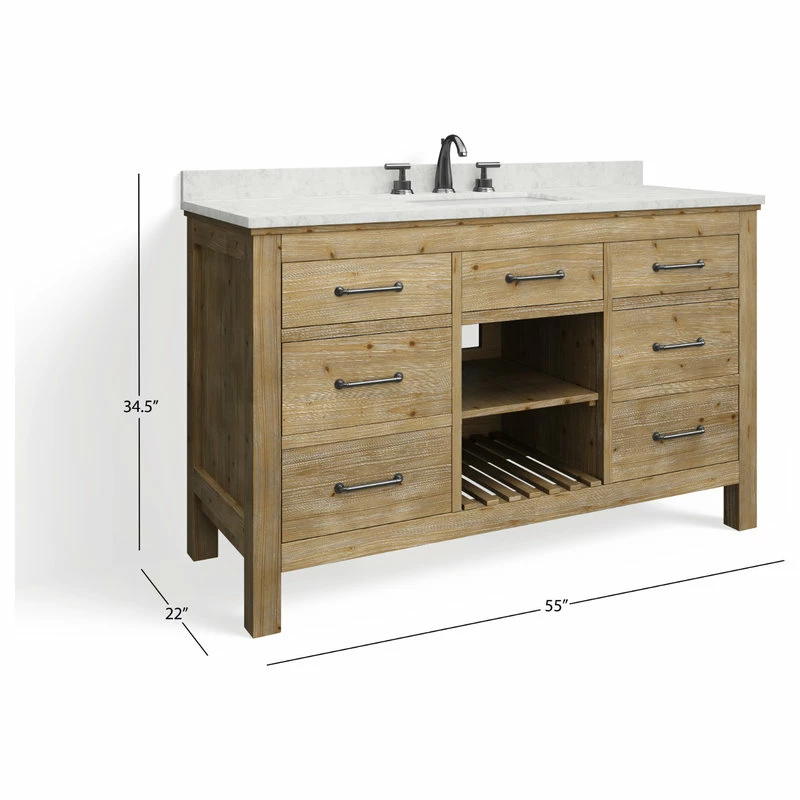 Cheap ๐ MOD Rawley Bath Vanity, Weathered Fir, 55", Single Sink, Freestanding โ๏ธ - Image 8