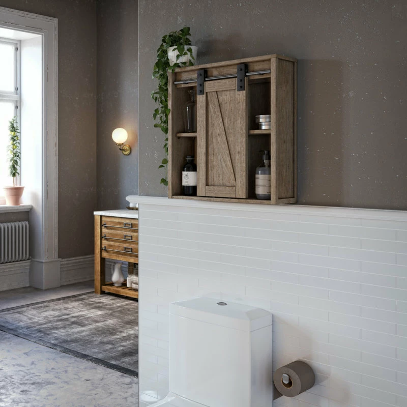 Cheap โค๏ธ Landia Home Bathroom Wall Cabinet With Sliding Barn Door ๐ฏ - Image 6