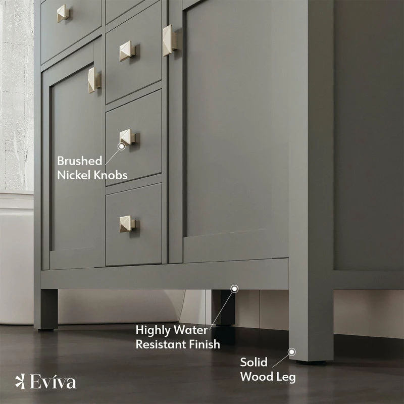 Deals 🥰 Eviva LLC Totti Artemis 48" Gray Transitional Double Sink Bathroom Vanity 🔔 - Image 4