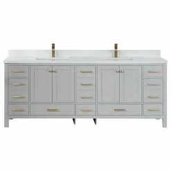 Hot Sale ✨ Vinnova Shannon Bathroom Vanity Set In Paris Gray, 84", Without Mirror 🤩