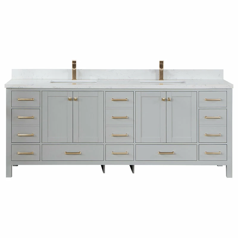 Hot Sale ✨ Vinnova Shannon Bathroom Vanity Set In Paris Gray, 84", Without Mirror 🤩