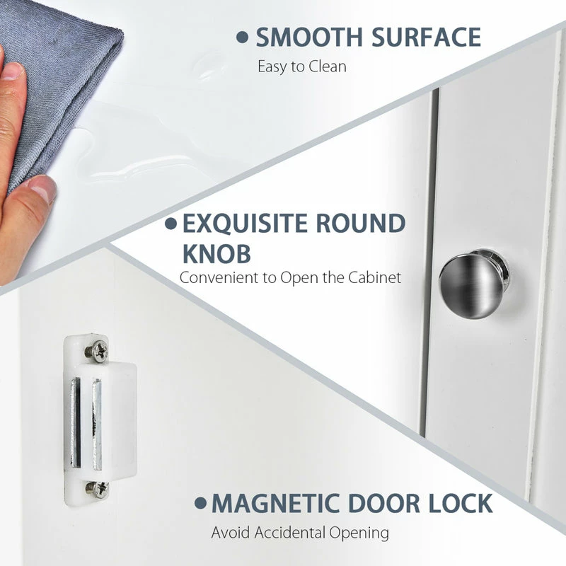 Hot Sale ๐ฏ Costway Bathroom Floor Cabinet Single Door Storage Cupboard W/ Adjustable Shelf ๐ฏ - Image 4