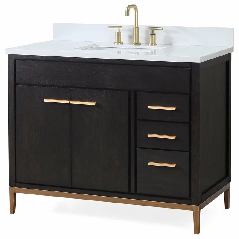Best reviews of โญ Tennant Brand Beatrice 42" Single Bathroom Vanity In Brown With Quartz Top ๐ - Image 2