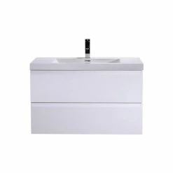 Coupon 👏 Bathroom Vanity Wholesale INC. MOB 36" Wall-Mounted Single Bathroom Vanity In High Gloss White 😉