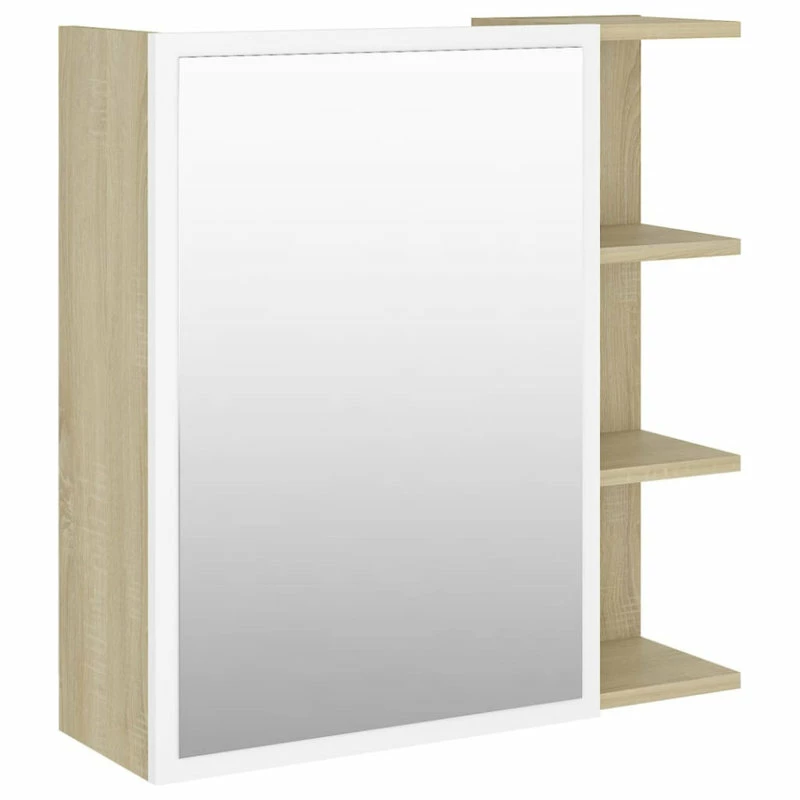 Outlet ๐ Vida XL LLC VidaXL Bathroom Mirror Cabinet White&Sonoma Oak Engineered Wood Furniture ๐งจ