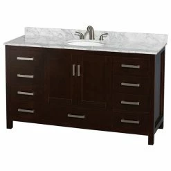 Coupon ๐ฏ Wyndham Collection Sheffield 60" Marble Single Bathroom Vanity In Espresso/White ๐