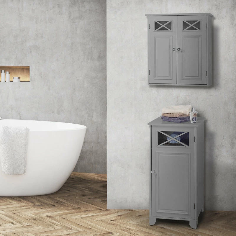 Coupon ๐ Versanora Bathroom Wall Cabinet With Two Doors Grey ๐ - Image 2
